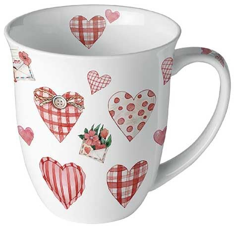 Ambiente porslinskopp ca. 400 ml mugg benporslin mugg för te eller kaffe vår sommar härliga hjärtan