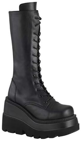 FQLGJMY bottes de Combat Punk Goth Mid mollet bottines de moto avec boucles en métal pour l’automne hiver