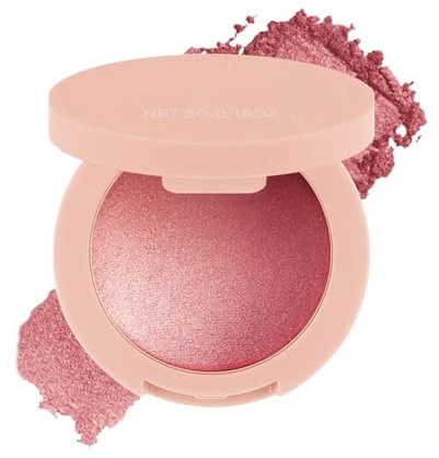 Rubor en polvo: maquillaje para las mejillas y el rostro, cosmético brillante de larga duración que se puede construir | Rubor y mezclable para resaltar el contorno, producto de belleza con acab
