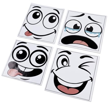 Merzio 4 PCS Wheelie Bin Stickers, Large Self-Adhesive Funny Cartoon Expressions Decals, Waterproof PVC Decorative Stickers