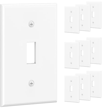 Cable Matters [UL Listed] 10-Pack Single-Gang Toggle Switch Wall Plate (Wall Switch Cover) in White, Color-matched Screws Included
