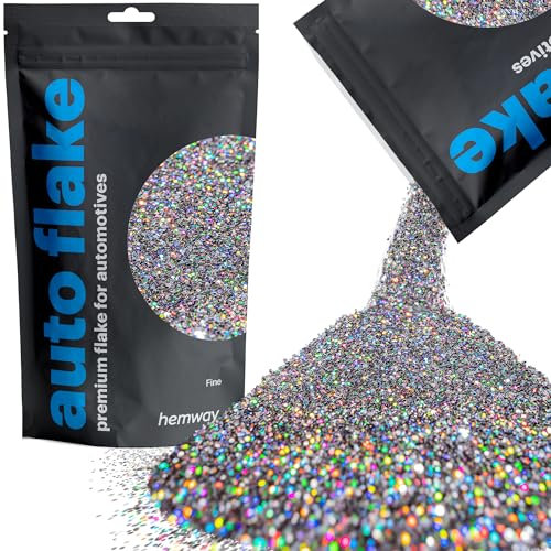 Hemway Premium Automotive Glitter Flake Paint Additive - Gun Metal Grey Holographic | 100g Fine Metal Flakes for Car, Truck, RV, Motorbike & Boat Decoration | Mix with Auto Paint