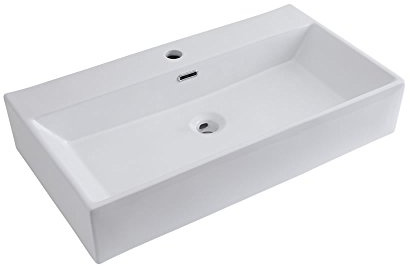 MILANO White Rectangular Countertop Wall Mounted Bathroom Basin 750 x 420mm | Ceramic Construction. Rectangular Design. Contemporary Style. Countertop or Wall Mounted Installation. 1 Tap Hole.