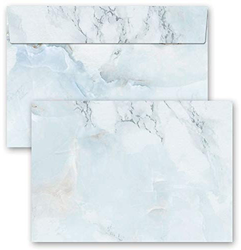 Briefumschläge Marmor & Struktur, MARMOR HELLBLAU 25 Briefumschläge DIN C6 (162x114 mm) | Paper-Media