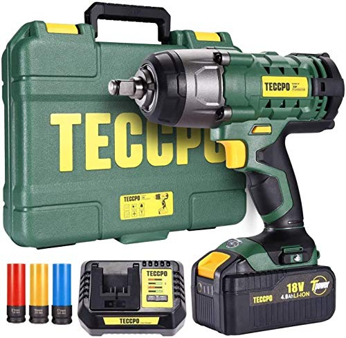Avvitatore ad Impulsi, TECCPO 350Nm Avvitatori a Massa Battente 18V, 4.0Ah Batteria, 3x Chiavi A Bussola, Mandrino 13mm (1/2), Impulsi/min 0-3000, con Valigetta Rigida (Migliore Regalo di DIY)