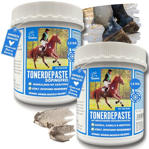 essigsaure Tonerde Pferd mit/ohne Arnika dopingfrei 2x1,5Kg Tonerdepaste Pferd Kühlend Heilerde Paste I Kühlpaste Pferd kühlt Muskel Gelenke Sehnen zur Regeneration Entspannung Muskelkater für Pferde