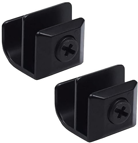 Heuskay Lot de 2 Poignées de Porte en Verre - Alliage de Zinc Sans Perçage, Pinces à Clip Pour Vitrine, Tiroir, 3-5 mm d'Épaisseur - C (Noir)