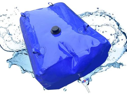 Wasserbeutel, 100 l, faltbar, für den Außenbereich, mit Hahn, Wassertank mit großem Fassungsvermögen für Garten, Camping, Grill, Angeln