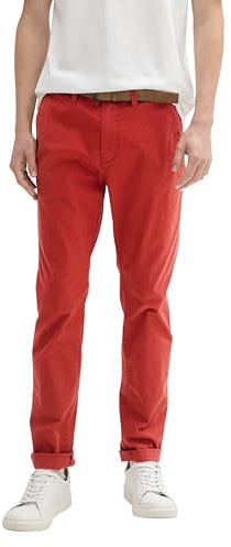 TOM TAILOR Denim Pantalon Chino Slim pour Homme, 14302 - Rouge Velours, 31W x 36L