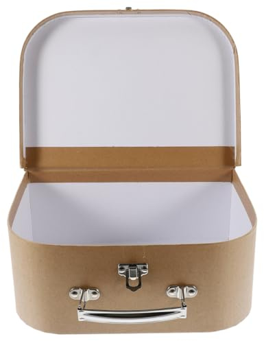 VILLCASE Cardboard Suitcase Box with Handle - Decorative Thickened Paperboard Storage Box for Crafting Organizing and Gifting Jewelry, Stationery, Wedding Party Favors 10x7.5x3.9 inch