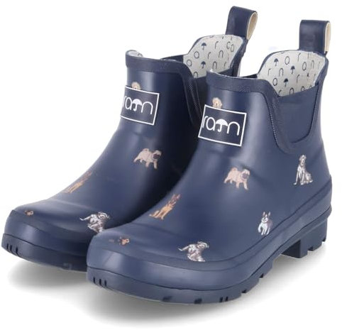 Rajn Dog Low UZW045 Damen Gummistiefelette mit Hundemotiv, Dunkelblau (Blue), Gr. 39