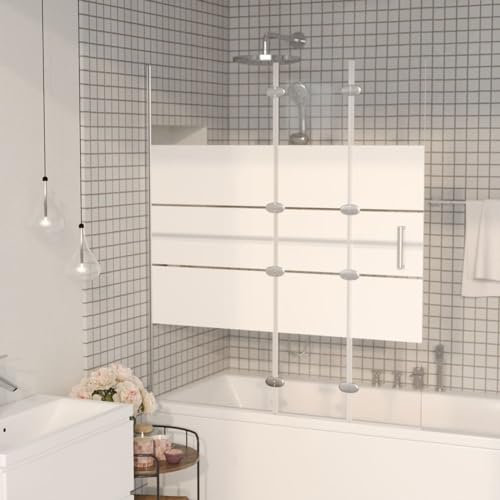 Tidyard Cabine de Douche Pliable ESG 120x140 cm Blanc, Pare-Baignoire Paroi de Douche, Écran de Douche Fermeture de Baignoire Mur Panneau de Douche pour Salle de Bain