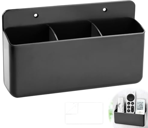 TXXATX Support universel pour télécommande - Noir - Rangement mural autocollant - Pour télécommandes, téléphones portables, stylos, lunettes, etc