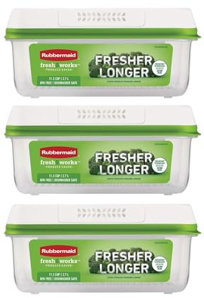 Rubbermaid FreshWorks Produce Saver, Large Storage Containers With Lids, Pack of 3, 6-Piece Set