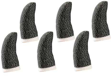 HOMSFOU 6 Piezas Dedales antisudor apretones lápices ópticos para Pantallas táctiles bolígrafo Manga del del Juego del teléfono para Juegos Fibra de Plata Black