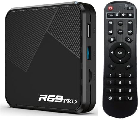 Android Box 14.0 TV Box R69 Pro H728 Wi-Fi 6.0 con 4GB RAM 64GB ROM Box Quad-core 64-bit ARM Cortex-A55 Supporto 8K Dual BT 5.0 LAN 1000M