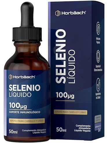 Selenio 100 mcg Líquido | 50ml | Vegano | Pelo y Uñas | de Selenito de Sodio | Selenium Liquid | Horbaach