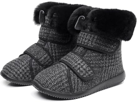 Genérico Botas Extra Anchas para Diabéticos Zapatillas casa de mujer Nieve Plana Invierno Cálidas Interior Forrado en Pelo Botines Cómodas (M, Adulto, 40, Números, Sistema tallas calzado EU, X-Ancho)