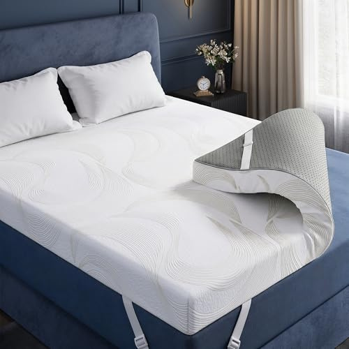 Klyvvo Surmatelas 140x190 10 cm Épaisseur memoire de Forme Gel | Housse Amovible Lavable, Moelleux & Respirant, 100 Jours Test Sommeil, Sur Matelas 2 Personnes, pour Camping-Car, Boxspring