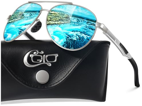 CGID Polariserade solglasögon UV400, pilot, Al-Mg, legering, premium, reflekterande solglasögon med fjädergångjärn för män och kvinnor