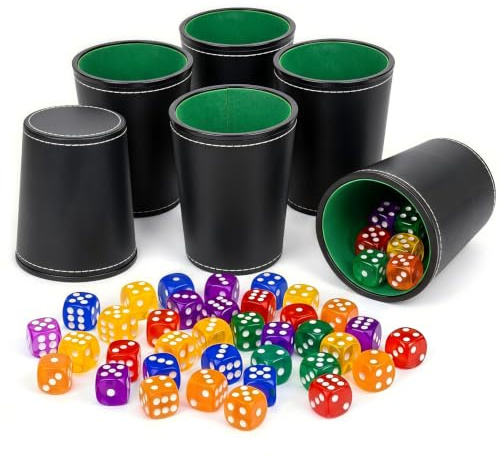 ZOVRIXIA Juego de Dados de Cuero, 6 Dice Set con 36 Dados