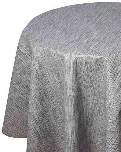 Wachstuch Robuste Leinen Prägung RUND OVAL Größe & Farbe wählbar Hellgrau 160 cm Rund abwaschbare Tischdecke