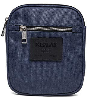Replay Herren Umhängetasche Eco Leder Blau, blau