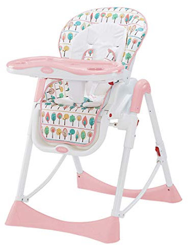 KUANDARYJ Hochstuhl mit Liegefunktion Babyhochstuhl höhenverstellbar mit abnehmbarem Essbrett klappbarer Kombihochstuhl mit 5 Punkt-Gurt, Pink