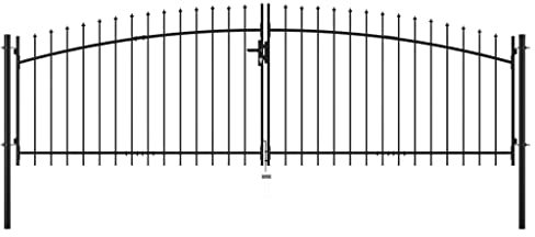 vidaXL Gartentor Doppelflügel mit Speerspitzen Doppeltor Zauntor Gartenpforte Hoftor Flügeltor Gartentür Zauntür Tor Industrietor 400x200cm