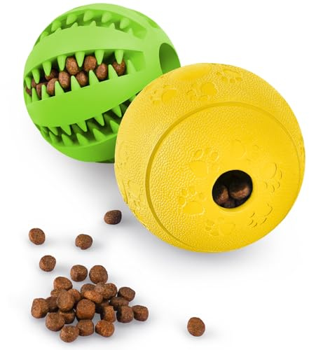 Dog Puzzle Toy 2 Pack, HIPPIH Interactive Dog Toys for Treat Dispensing, Durable Puppy Toys for Teething Small Dogs, Dog Treat Ball for Teeth / Slow Feeder/ IQ Training/ Playing