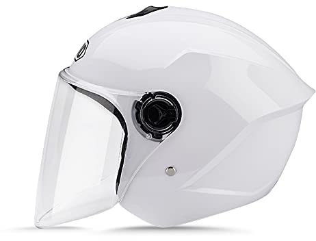 LIONCIANO Motorradhelm Mit Schutzbrille, Jethelm Roller-Helm Scooter-Helm Moped Mofa-Helm Chopper Vintage, Hat Den Verkehrssicherheitstest Bestanden, Um Die Kopfsicherheit Wirksam Zu Schützen(Weiß)