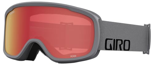 Giro Roam Ski Goggles - Snowboard Goggles for Men, Women & Youth - Grey Wordmark Strap with Amber Scarlet/Yellow Lenses