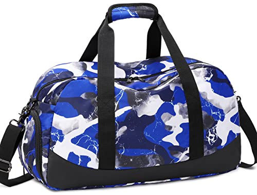 JIANYA Kids Duffle Bag Boys Sports Gym Bag with Shoe Compartment & Wet Pocket, Carry On Sleepover Bag Athletic Bag