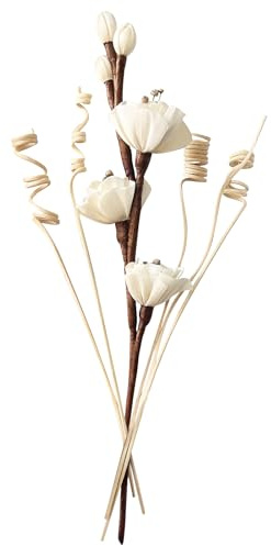 abiducns Reed Diffuser Sticks,Reed Diffuser Sticks Flowers,Reed Diffusers for Home,Bathroom Diffuser,Diffuser Set with Sticks,Natural Flower,White/Brown