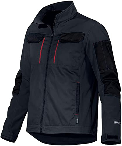 Uvex Tune-Up - Giacca da lavoro in softshell per uomo - Traspirante e idrorepellente, nero/rosso, M