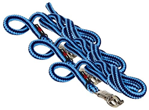 Kerbl Strick Führstrick Hippo mit Panikhaken, Hellblau/Dunkelblau, 321450 (Packung mit 3)