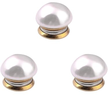 3 spille magnetiche con perle finte e bottoni per camicia, maglione, vestito di sicurezza, cappello, colletto, risvolto, decorazione