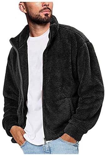 Flanell Jacke Herren 4XL Outdoor Wolljacke Felljacke Fleece Schafwolle Fleecejacke Teddyfleece Fell Vintage Teddy Lammfelljacke Herbst Winter Thermo Fleecepullover Cordjacke