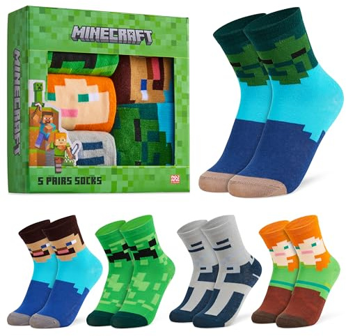 Minecraft Chaussettes Mollet Lot de Chaussettes Garçon
