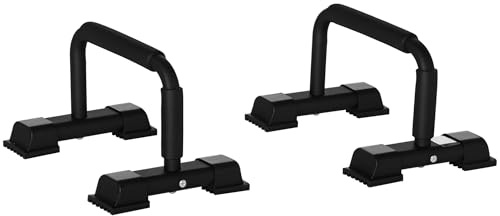 HOMCOM Set 2 Barre Parallele in Acciaio, Parallele Fitness con Impugnatura in EPE Antiscivolo, per Fitness, Casa, Ginnastica e Palestra, 36x25x20 cm, Nero