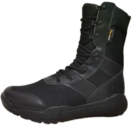 Stivali Militari Stringati Alti E Traspiranti Comodi Estivi da Uomo, Stivali da Combattimento dell'Esercito da Combattimento del Deserto, per L'escursionismo, L'arrampicata in Moto(Black,44 EU)