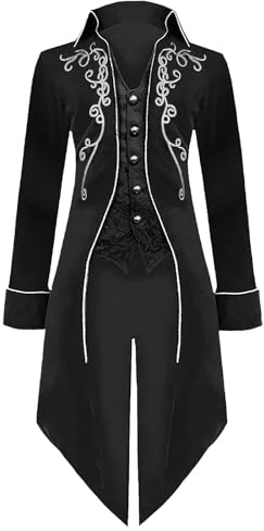 AJGEGJE Steampunk vintage rock män, medeltida gotisk kappa kappa rock, viktoriansk renässans halloween vuxen kappa