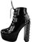 blingqueen Damen Plateau Stiefeletten Blockabsatz Punk Boots Schnürboots mit Nieten Lack Schwarz 46 EU