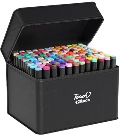 CRESZZLE Set di 120 Pennarelli Colorati Doppia Punta per Bambini e Adulti, Ideale per Disegni e Progetti DIY, con Borsa Nera di Conservazione