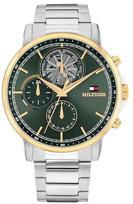 Tommy Hilfiger Multi Zifferblatt Quarz Uhr für Herren mit Silbernes Edelstahlarmband - 1710735