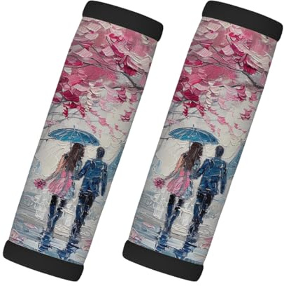 Myfsucce 2 Pack Neoprene Suitcase Handle Wraps - French Oil Painting Luggage Grip Covers with Non-Slip Comfort for Travel Bags & Door Handles