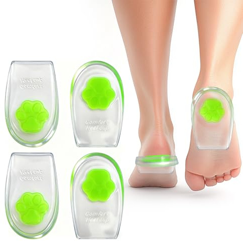 2 Pares Talóneras de Silicona para Fascitis Plantar y Espolón Calcáneo - Almohadillas para Talón Suaves Hombre y Mujer, Plantillas Gel Anti-Dolor, Protector Talón Reutilizable para Zapatos (L(40-46))