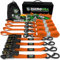Rhino USA Spanngurte mit Ratsche und Haken (4 Pack) - 800 kg Reißfestigkeit - 2.5cm x 4.6m - Gurte für Materialtransport Umzüge - Zurrgurt mit Ratsche - Ratschen Set Orange