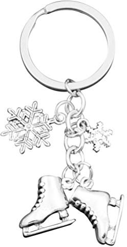 PRETYZOOM Schlittschuhe Schneeflocke Schlüsselbund Eislaufen Schmuck Eisläufer Schlüsselbund Eistanzen Skaten Trainer Schlittschuh Liebhaber Weihnachtsfeier