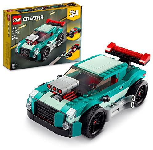 LEGO Creator 3in1 Street Racer 31127 Building Kit Featuring a Muscle Car, Hot Rod Car Toy and Race Car; Car Models for Kids Aged 7+ Who Love Creative Fun and Fast-Paced Action (258 Pieces)